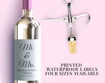Rótulos de vinho impressos para casamento, rótulos grandes de champanhe, rótulos de mini garrafas, rótulos de casamento personalizados, LB002