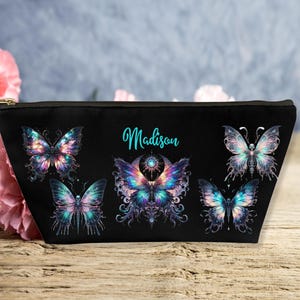Personalized Gothic Celestial Butterfly Makeup Bags Cosmetic Bags Cute Goth Make up Bag Organizer Travel Toiletry Bags Women AP012