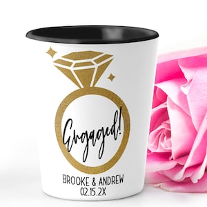 Personalized Engaged Shot Glasses Engagement Gifts for Couples Unique Favors Just Engaged Gift for Newly Engaged Couple Custom Glass SH037