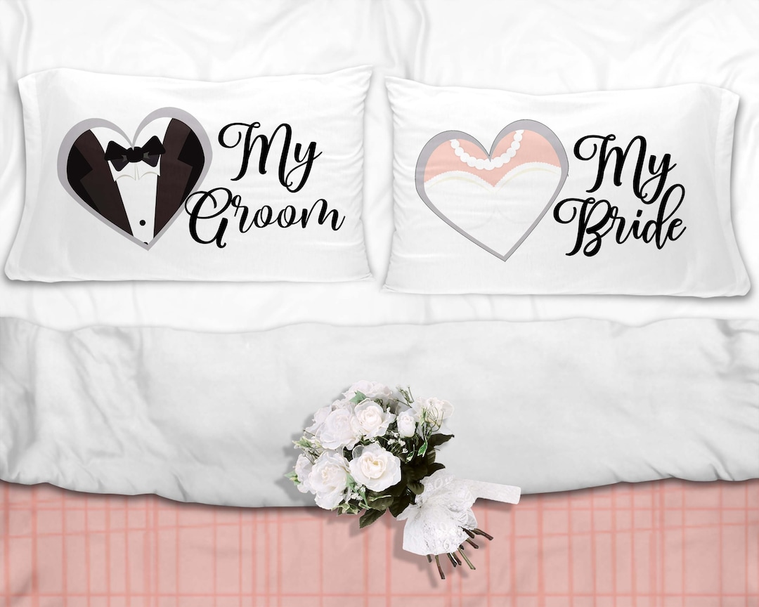 Bride and Groom Pillowcase, Couple Pillowcase, Couple Pillow Cases, His