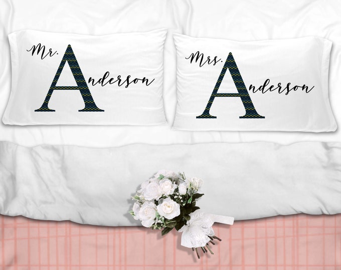 Personalized Pillowcases, Pillowcases, Monogram Pillows, Bed Pillowcases, Pillowcase, Wedding Gift, Bridal Shower Gift, Gift For Couple