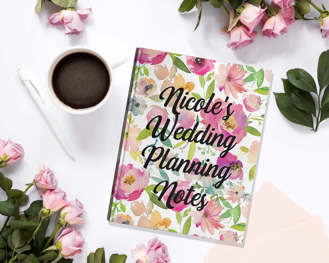 Engaged Journal Personalized Engagement Journal Pink Floral Wedding Journal Engagement ...