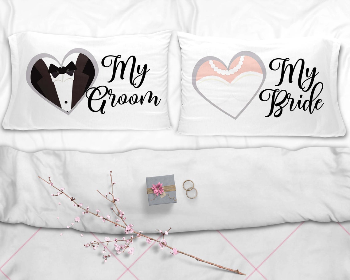 Bride and Groom Pillowcase Couple Pillowcase Couple Pillow Etsy UK