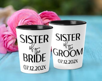 Neue Schwägerin Geschenk Schwester der Braut Schnapsgläser Schwester des Bräutigams Personalisiertes Glas SH107