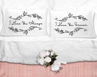 Love Pillowcase, Wedding Pillow Cases, Couples Pillow Cases, Cute Pillow Cases, Love Bedding, I Love You More, His and Hers Pillow,