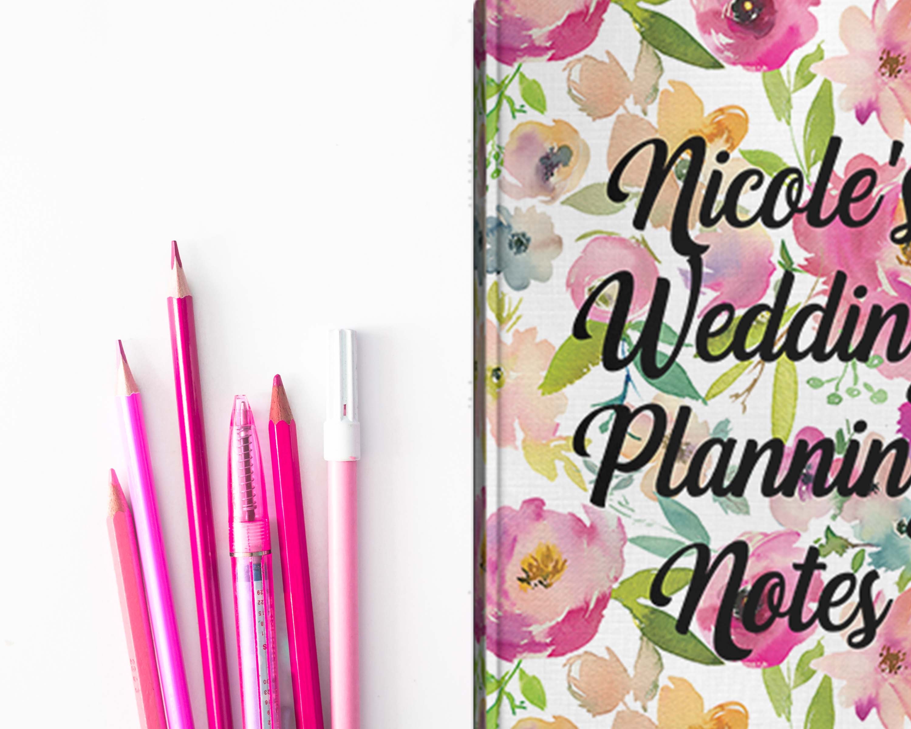 Engaged Journal Personalized Engagement Journal Pink Floral Wedding Journal Engagement ...