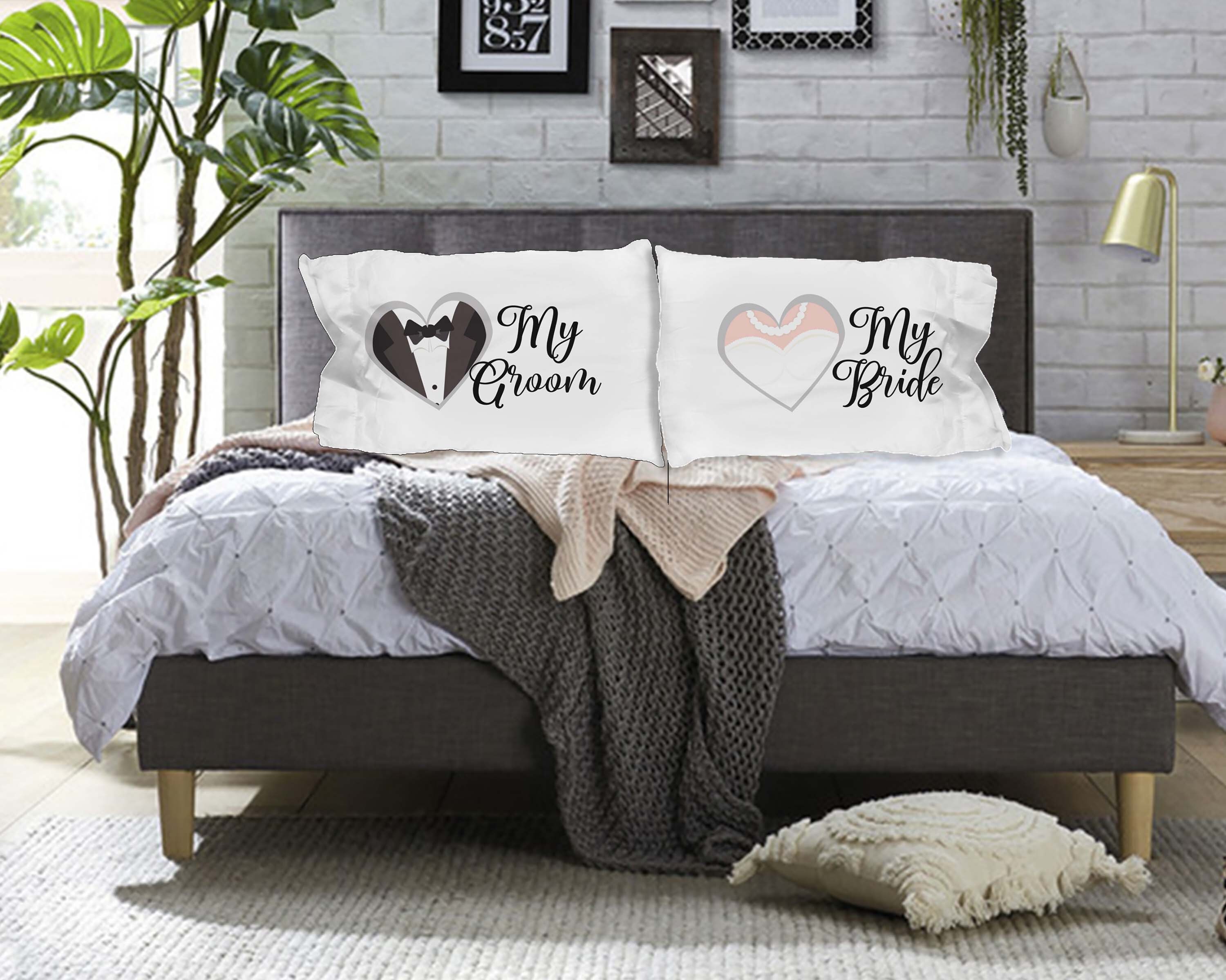 Bride and Groom Pillowcase Couple Pillowcase Couple Pillow Etsy