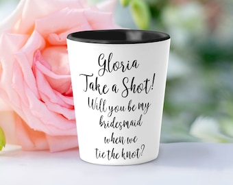 Bridesmaid Gifts, Bridesmaid Proposal, Custom Shot Glasses, Bridesmaid Shot Glass, Personalized Gift,  Maid of Honor Gift, SH021