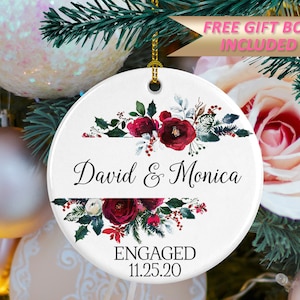 Couples Ornament, Personalized Engagement Gifts for Couple, Customizable Christmas Ornaments, Engaged Ornament, CH027