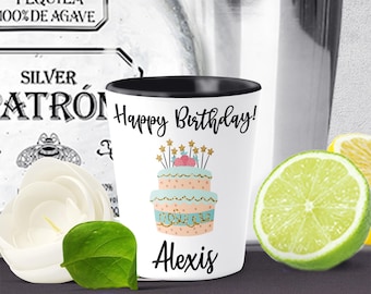 Vasos de chupito personalizados para tarta de cumpleaños, vaso de chupito para el 21 cumpleaños, regalo para el 60 cumpleaños, recuerdos para el 50 cumpleaños, cumpleaños histórico SH109