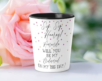 Ask Bridesmaid Gift, Bridesmaid Shot Glass, Proposal Ideas, Bridesmaid Gift, Custom Shot Glasses, Bridesmaid Shot Glass, SH035