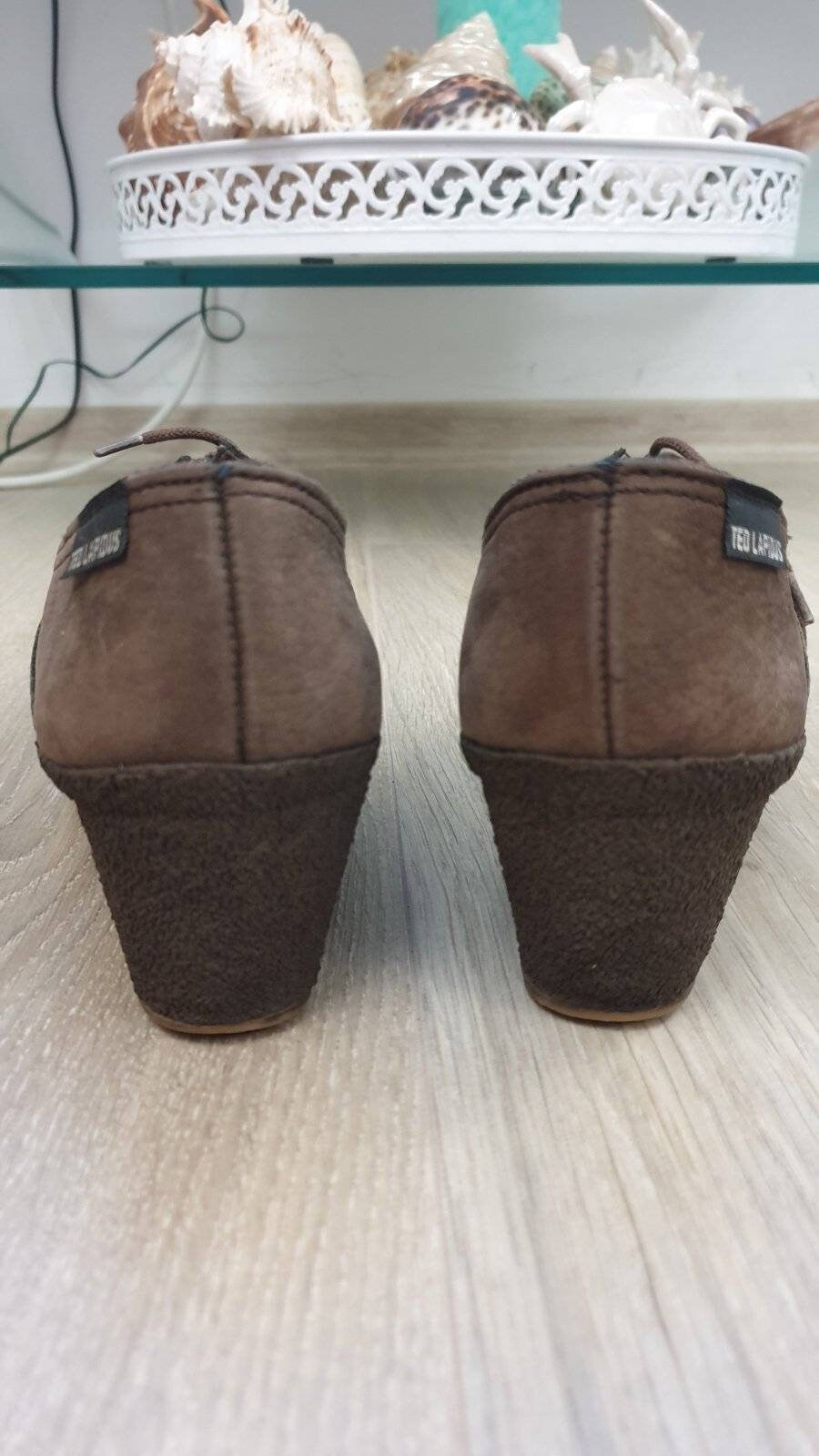 Escarpins Ted Lapidus Daim Marron à Talons Compensés - Pointure 36, Occasion Bon état