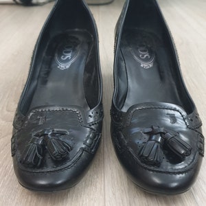 Chaussures TOD'S Femme - Ballerines Cuir Daim Noir - Pointure 39.5 (US 8) - Occasion Très Bon État
