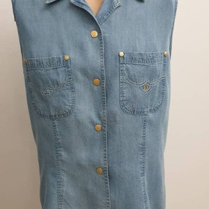 Dismero made in Italy camisa jeans feminina de luxo com mangas, muito macia e fina, cor azul, tamanho L