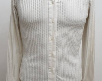 IL Lanificio made in Italy top luxury women's stretch shirt,color white,size It-48