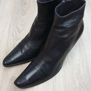 Jil Sander made in Italy top luxe enkellaarzen voor dames, ritssluiting, zacht echt leer, zwarte kleur, maat EU-38