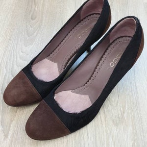 Hugo,Hugo Boss made in Italy gorgeous RARE heels shoes,fur leather and suede unique, black and brown,size EU-39