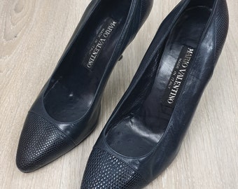 Mario Valentino made in Italy vintage 90' luxury women's genuine leather heels shoes,size 7 E
