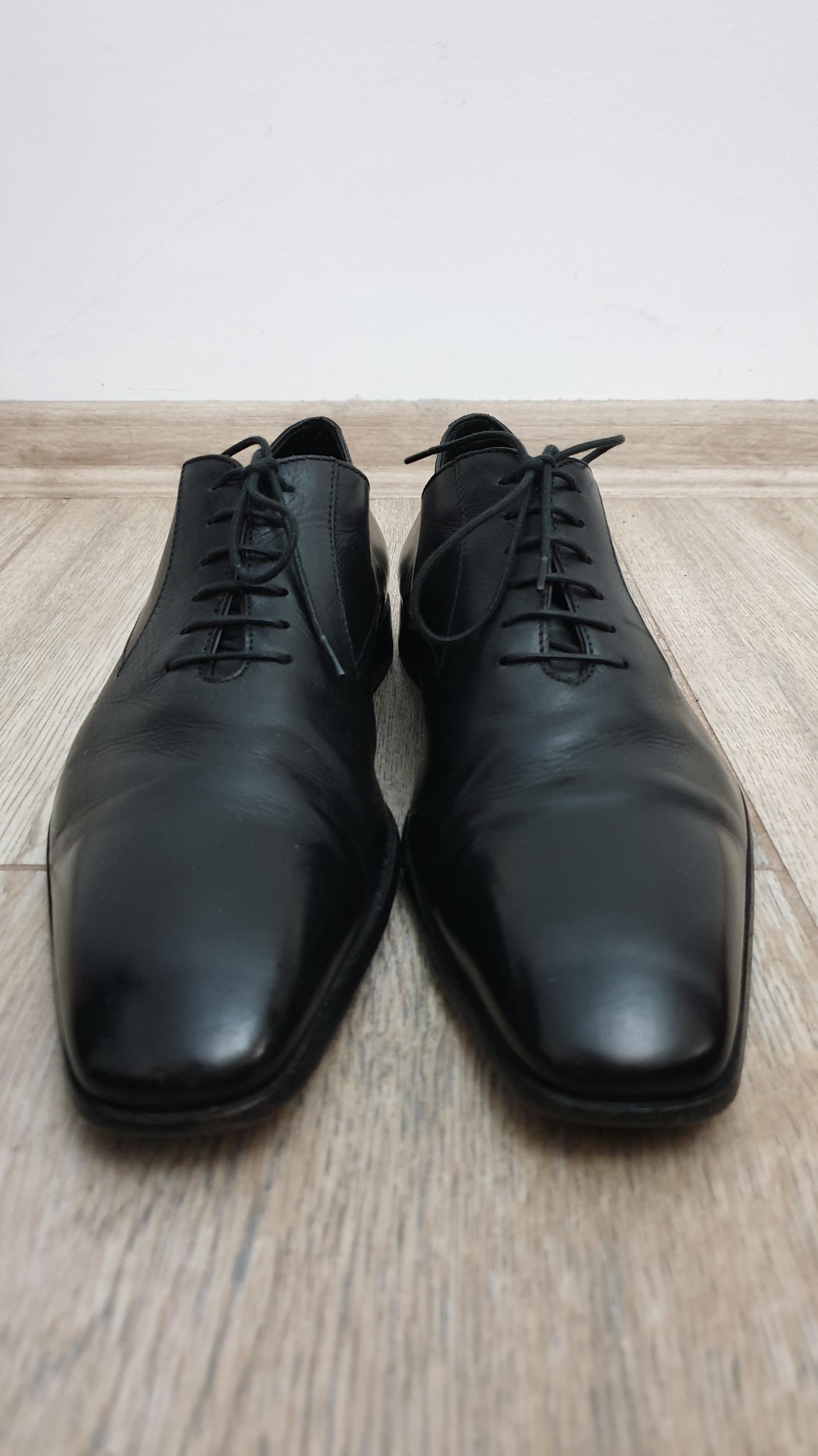 ?‎ BOSS Hugo Boss Italy Black Leather Luxury Dress Shoes Mens 11✨ Hugo Boss Dress Shoes Mens Adult Size 11 Black Lace Up  main image 3