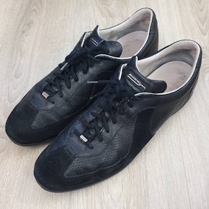 Santoni for AMG made in Italy top luxury genuine leather men&#39;s sneakers,color black,size US-11