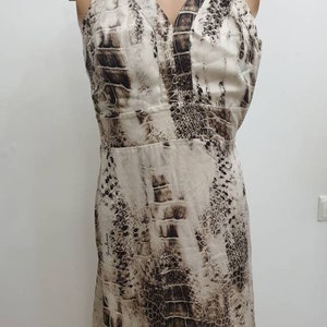 Guess by Marciano made in Italy luxury evening silk dress,beige/brown color(crocodile skin print),size It-46