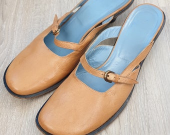 VIC/Matie made in Italy luxury vintage genuine leather women&#39;s slippers.color pastel orange,size EU-38
