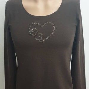 Escada sport beautiful women&#39;s blouse with crystals stones,coton, brown color,size M