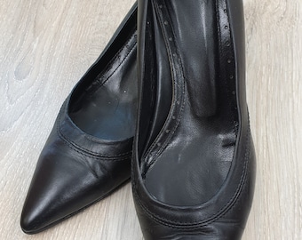 Aigner made in Italy top luxury women&#39;s genuine leather heels shoes,black color,size EU-39