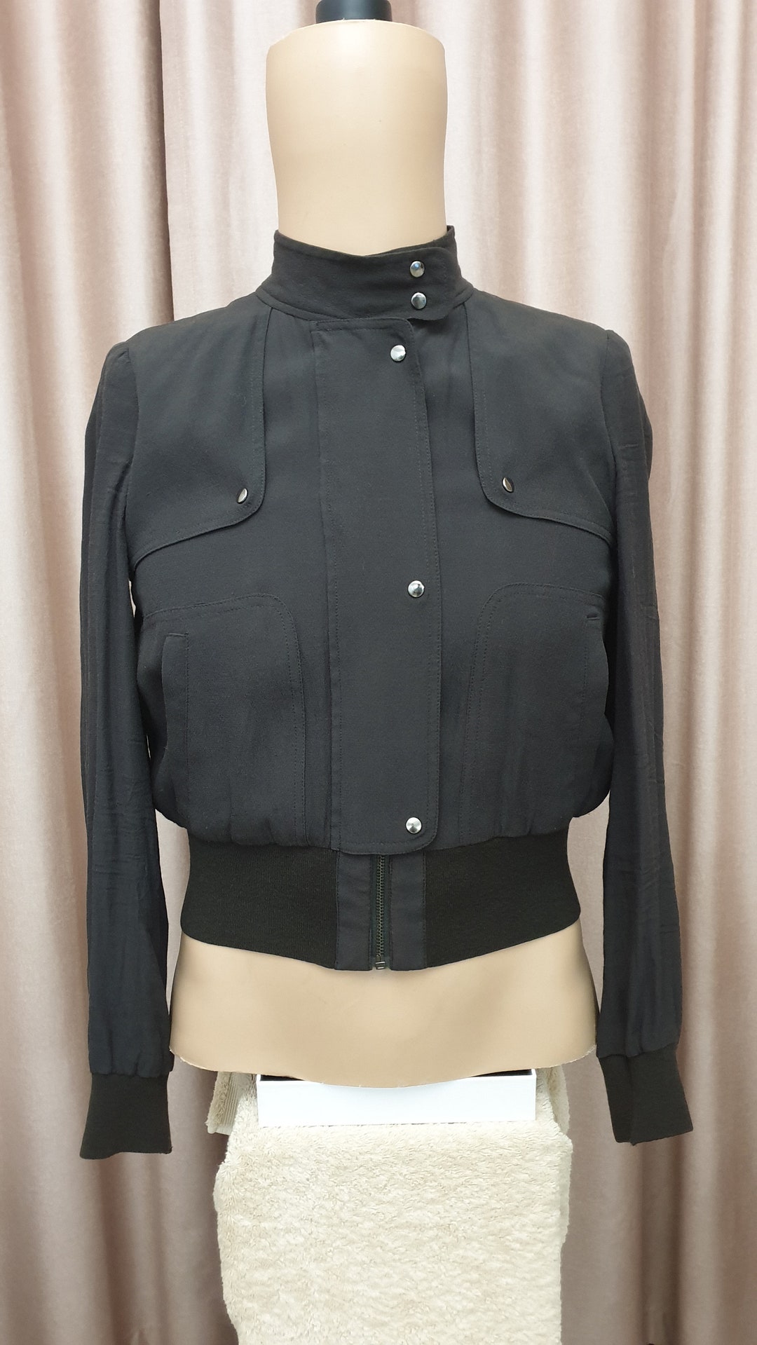 Scanlan & Theodore RARE Luxury Women's Viscose Jacket Bomber,black ...