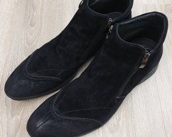 Roberto Botticelli made in Italy, suede hi top men's shoes,luxury,black color,Size EU-44/45