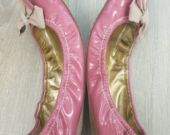 Car Shoe made in Italy,top luxury, beautiful patent leather ballet,color pink,size 39,1/2