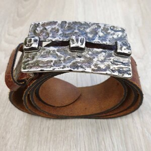 Rastrelli made in Italy vintage Art Deco genuine leather belt.Belt buckle from wrought iron,size min. 87cm to max. 97cm