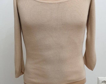 Max Mara made in Italy top luxury women's blouse, color beige,size S