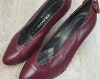 Peter Kaiser made in West Germany luxury vintage genuine leather heels shoes,color bordo,size 2,1/2 (EU-35.5)