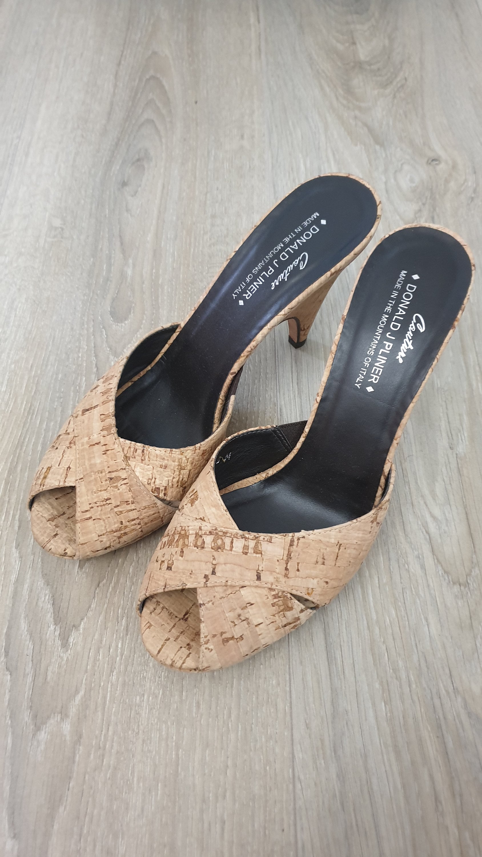 Donald J Pliner Couture Made in the Mountains of Italy Heels Cork Slippers genuine Leather Lining size 8M Etsy UK