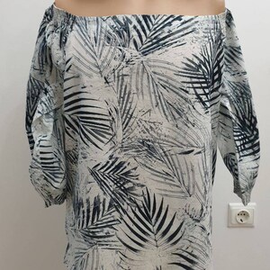 Boss,Hugo Boss luxury women&#39;s coton blouse, white with dark blue,size D-40, US-8