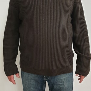 Joop! top luxury men&#39;s knitted sweater,virgin wool,dark brown color,size 56, US-XXL