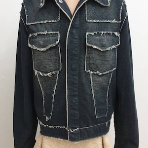 JPG hecho en Italia, chaqueta motera de mezclilla Jean-Paul Gaultier, unisex, modelo exclusif fabrique parneores.talla It-48