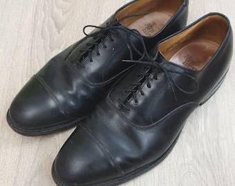 9D Vintage Allen Edmonds Leeds Plain Toe Leather Shoes Black Made