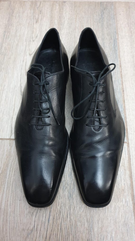 Authentic Hugo Boss men’s designer black Leather lace up shoes  Sz 9 HUGO BOSS AIDEN TENN Men main image 2