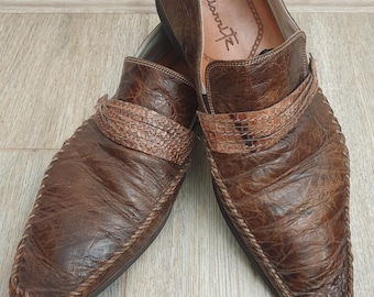 Biarritz made in Italy very RARE luxury men's genuine leather moccasins,color brown,size EU-40.5