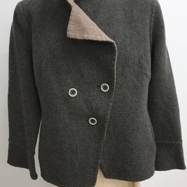 Roberto Quaglia made in Switzerland,RARE superb women's jacket,top luxury wolle and kaschmir,gray color,size 48