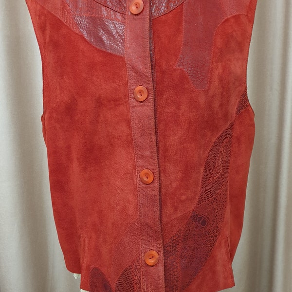 Genuine leather/echtes leder RARE luxury vest,beautiful design,red color,size D-38