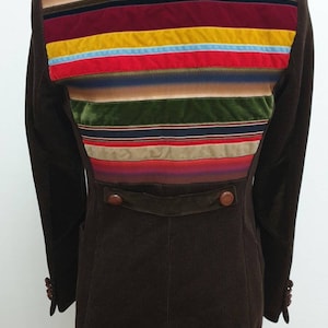 Escada sport RARE women&#39;s wale corduroy blazer, brown color with extremely colorful straps on  back,size 36