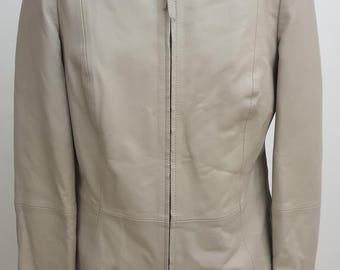Madeleine top luxe lamsleren damesjas, heel erg zacht, kleur beige, maat D-40, M/L