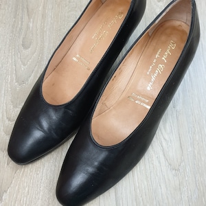 Robert Clergerie Made in France, Top Luxus Damen Echtleder Vintage Pumpschuhe, schwarze Farbe, Größe US 5,1 / 2