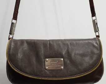 Bolso bandolera pequeño Belsac de piel auténtica marrón/gris
