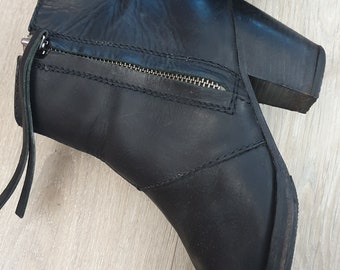 Acne Studios made in Italy top luxury women's genuine leather ankle boots,black color,size IT-38