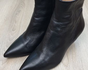 Konstantin Starke New York made in Italy top luxury women's genuine leather heels ankle boots,black color,size EU-36
