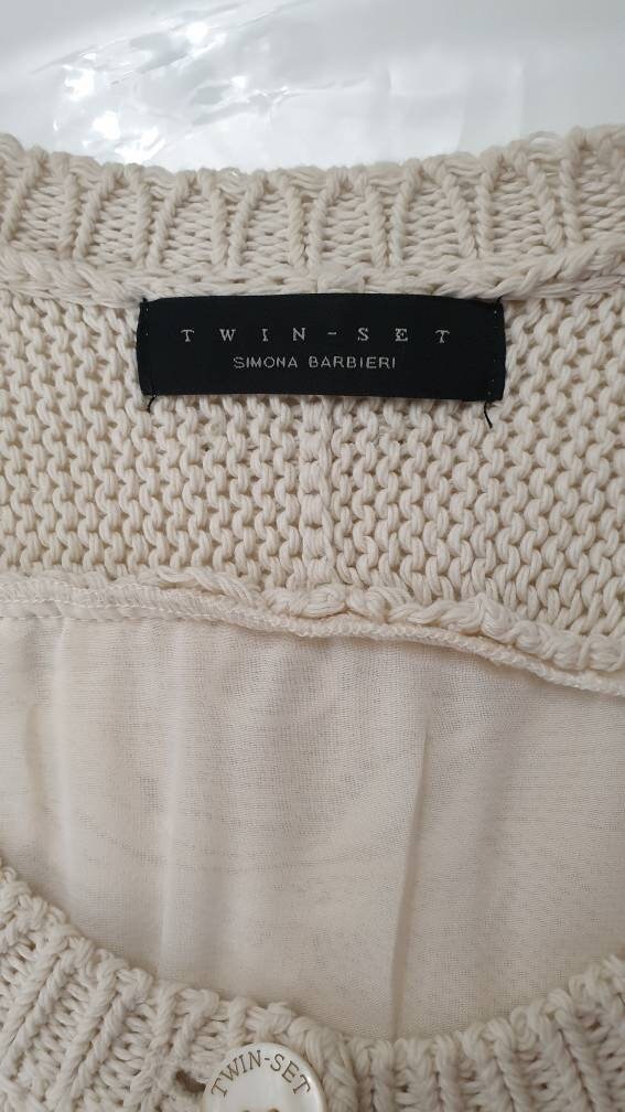 Gilet Long TWIN SET By SIMONA BARBIERI Vert Olive Clair - Occasion Excellent état - Taille Jusqu’à 42
